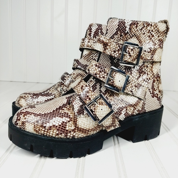 NEW BP Lilly Buckled Snake Print Moto Boot C408 - Picture 3 of 16